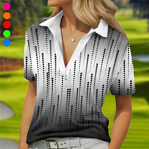 

Mujer Camisas de polo Camiseta de golf Transpirable Secado rápido Dispersor de humedad Manga Corta Ropa de golf ropa de golf Ajuste regular Escote en V Impreso Verano Tenis Golf pepinillo