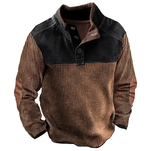 

Hombre Camiseta Camisa henley gofrada Henley Shirt Camiseta superior Camisa de manga larga Bloque de color Henley Calle Vacaciones Manga Larga Retazos Ropa Moda Design Básico