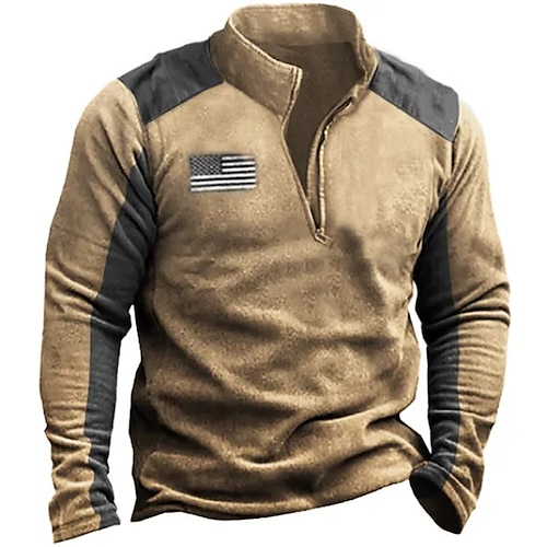 

Hombre Sudadera Sudadera con cremallera Marrón Caqui Cuello Mao Bloque de color Bandera Retazos Bolsillo Deporte Diario Festivos Ropa de calle Básico Casual Primavera Otoño Ropa Sudaderas con