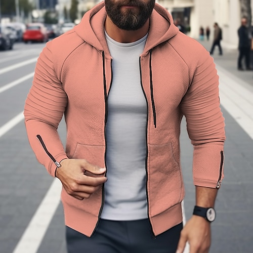 

Herren Hoodie Sweatshirt Kapuze Kapuzenshirt mit durchgehendem Reißverschluss Oberbekleidung Schwarz Rosa Armeegrün Grau Mit Kapuze Glatt Patchwork Sport Natur Täglich Festtage Strassenmode Cool