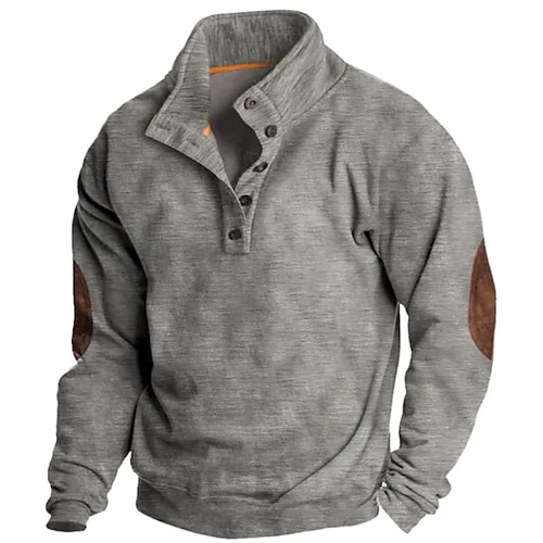 

Homme Sweat shirt Gris Col Mao Bloc de couleur Patchwork Sport Loisir du quotidien Vacances Vêtement de rue basique Décontractées Printemps Automne Vêtement Tenue Pulls Capuche Pulls molletonnés