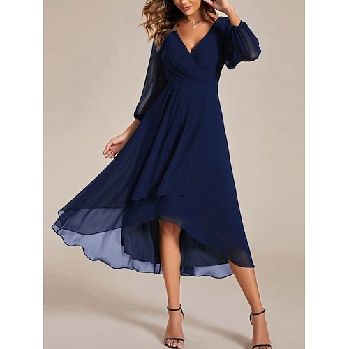 

Women's Sheath Dress Swing Dress Plain Dress Midi Dress Layered Daily Vacation Weekend Fashion Streetwear V Neck Long Sleeve 2023 Regular Fit Blue Color S M L XL XXL Size