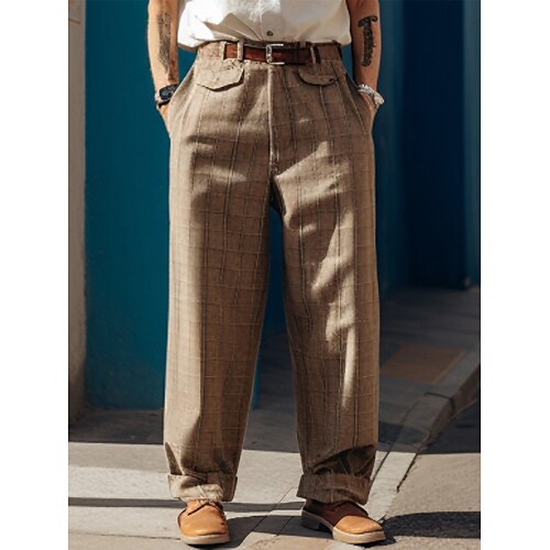 

Men's Trousers Chinos Chino Pants Pocket Plain Comfort Breathable Outdoor Daily Going out Cotton Blend Fashion Casual Blue Khaki