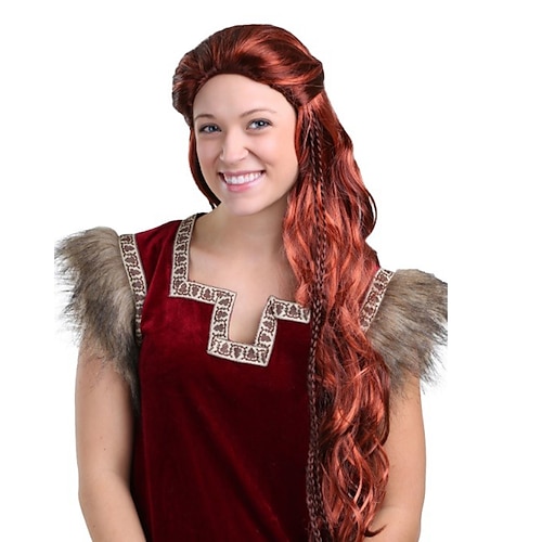 

Peluca vikinga roja para mujer pelucas de fiesta de cosplay de halloween