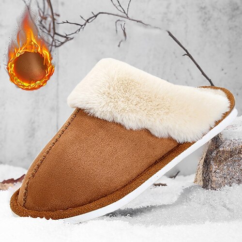 

Men's Women Clogs Mules Slippers Flip-Flops Retro Warm Slippers Fleece Slippers Plush Slippers Fleece lined Walking Casual Daily Leather Comfortable Booties / Ankle Boots Loafer Coffee Spring Fall