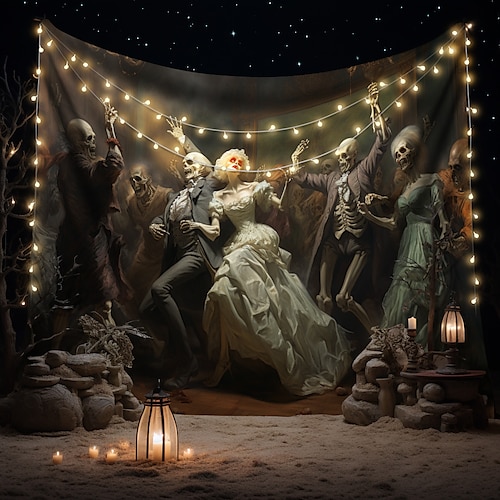  halloween fest skrekk hengende billedvev veggkunst stor billedvev veggmaleri dekor fotografi bakteppe teppe gardin hjem soverom stue dekorasjon hodeskalle zombie blod halloween dekorasjoner