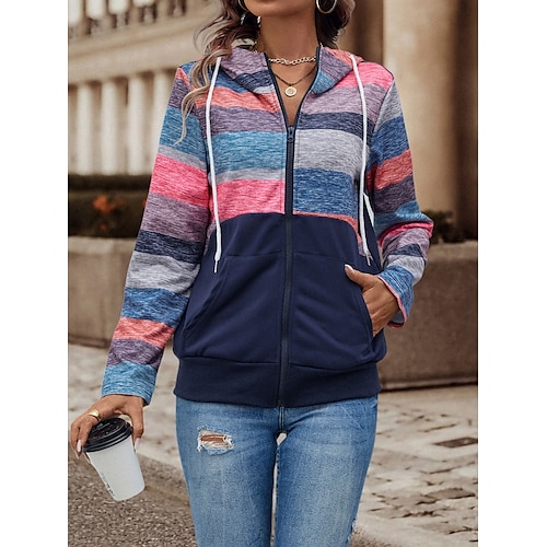 

Women's Zip Hoodie Sweatshirt Blue Hoodie Long Sleeve Fall Winter