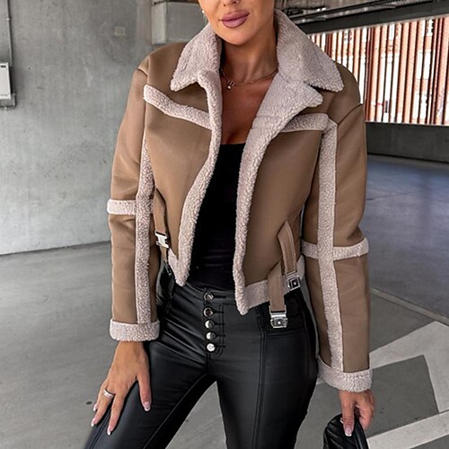 

Damen Wintermantel Fleecejacke Sherpa-Jacke Teddy-Mantel Strasse Freizeitskleidung Urlaub Sommer Herbst Winter Kurz Mantel Regular Fit warm Windundurchlässig Casual Streetstyle Jacken Langarm