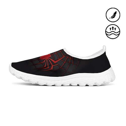 

Chaussures de sport en tricot volant pour hommes, chaussures de marche respirantes et décontractées avec graphiques 3d araignée rouge, grande taille