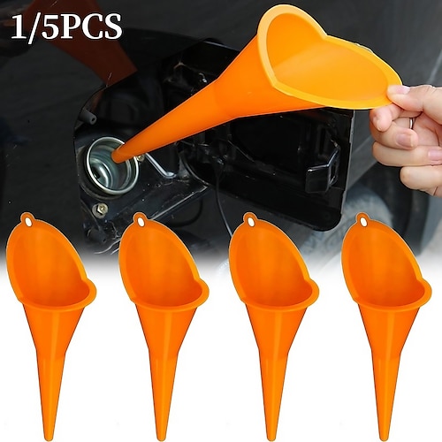 

Entonnoir à longue bouche pour voiture et moto, outil de remplissage diesel, plastique anti-éclaboussures, buse de ravitaillement en huile et liquide, accessoires de voiture, 5 pièces