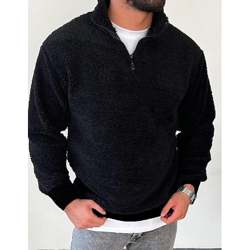 

Herren Sweatshirt Pullover Reißverschluss-Sweatshirt Schwarz Troyer Halber Reißverschluss Glatt Sport Natur Täglich Festtage Strassenmode Brautkleider schlicht Dünnes Vlies Herbst Winter Bekleidung