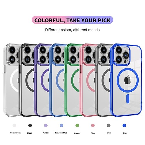 

Handy Hülle Handyhüllen Für Apple iPhone 15 Pro Max Plus 14 13 12 11 Mit Magsafe Transparent Unterstützt kabelloses Laden TPU PC