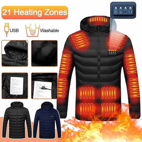 

21 зона нагрева, куртка с электрическим подогревом, USB зарядка, самонагревающийся жилет, зимний спортивный жилет на открытом воздухе, водонепроницаемый ветрозащитный жилет с подогревом