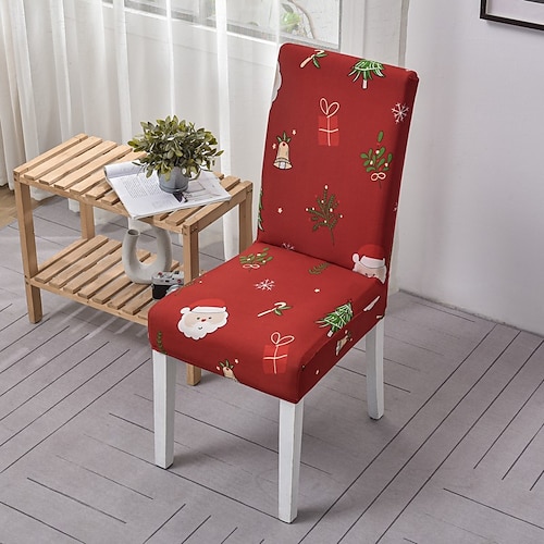 

Christmas Dining Chair Cover Farmhouse Stretch Chair Seat Slipcover Spandex Washable Cover Kitchen Protector for Dining Room Wedding Ceremony Durable