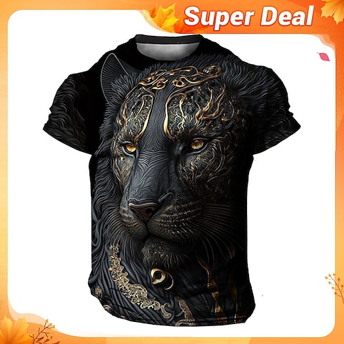

T shirt Tee Graphic Animal Tiger Crew Neck Clothing Apparel 3D Print Outdoor Daily Short Sleeve Print Fashion Designer Vintage Blue Leopard King