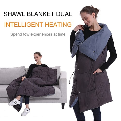 

Couette chauffante USB douce, châle lavable à double usage, couverture électrique en duvet de coton, chauffe-hiver