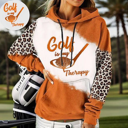 

Mujer Sudadera con capucha de golf Jersey de golf Mantiene abrigado Transpirable Con bolsillos Manga Larga Ropa de golf Camiseta Ajuste regular Correa Bolsillo delantero Leopardo Impreso Primavera