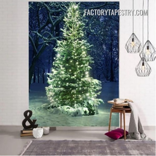 

Arbre de Noël suspendu tapisserie mur art grande tapisserie décor mural photographie toile de fond couverture rideau maison chambre salon décoration