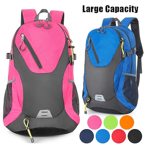 

Men's Women's Backpack School Bag Bookbag Functional Backpack School Outdoor Camping Hiking Polyester Large Capacity Waterproof Breathable Zipper Black Red Navy Blue