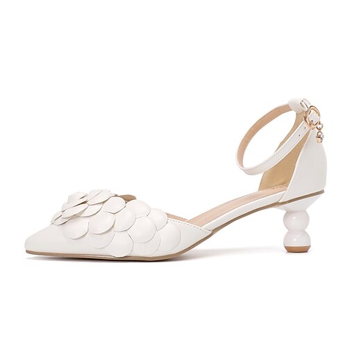 

Mujer Tacones Zapatos de boda Zapatos De Vestir Tacones con tira al tobillo Zapatos blancos Boda Fiesta Hebilla Flor Tacón escultural Dedo Puntiagudo Negocios Sensual Minimalismo PU Hebilla Floral