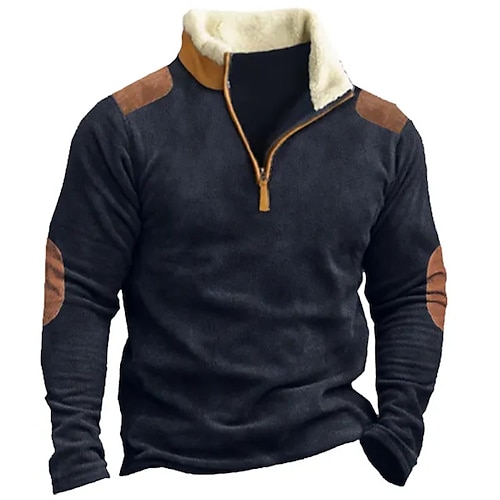 

Hombre Sudadera Sudadera con cremallera Negro Azul Marino Beige Media cremallera Bloque de color Retazos Deporte Diario Festivos Ropa de calle Casual Vellón fino Otoño invierno Ropa Sudaderas con