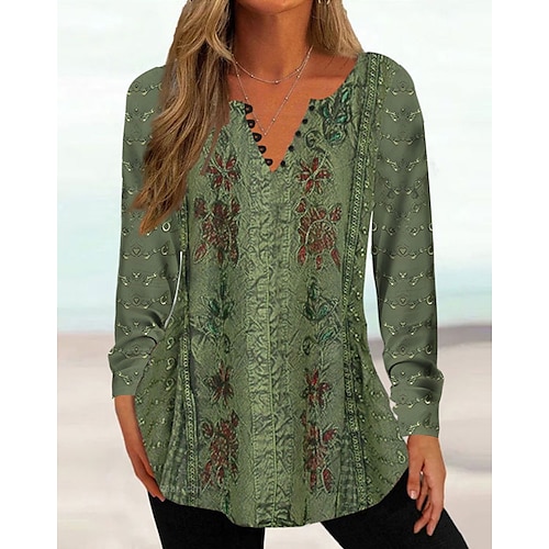 

Femme Chemise Chemisier Blanche Jaune Rose Claire Floral Bouton Imprimer manche longue Casual Vacances basique Col Rond Standard Fleur Printemps Automne