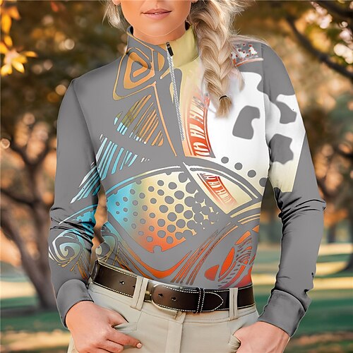 

Mujer Camisas de polo Camiseta de golf Transpirable Secado rápido Dispersor de humedad Manga Larga Ropa de golf ropa de golf Ajuste regular Cremallera Cuello alto Impreso Primavera Otoño Tenis Golf