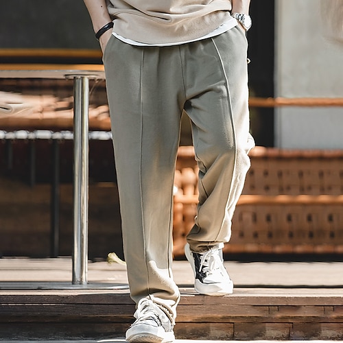 

Homme Joggings Pantalon Pantalon de survêtement à jambe droite Pantalon plissé Poche Taille elastique Plein Confort Respirable Extérieur du quotidien Sortie Mode Décontractées Vert Café