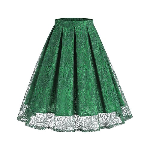 

Mujer Falda Columpio Hasta la Rodilla Poliéster Negro Blanco Rosa Marrón Faldas Otoño invierno Encaje Vintage Elegante Calle Diario S M L