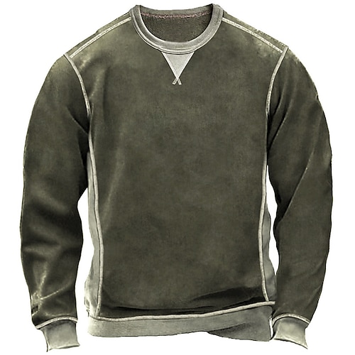 

Herren Sweatshirt Pullover Armeegrün Rundhalsausschnitt Farbblock Patchwork Sport Natur Täglich Festtage Strassenmode Basic Brautkleider schlicht Frühling Herbst Bekleidung Kapuzenpullover