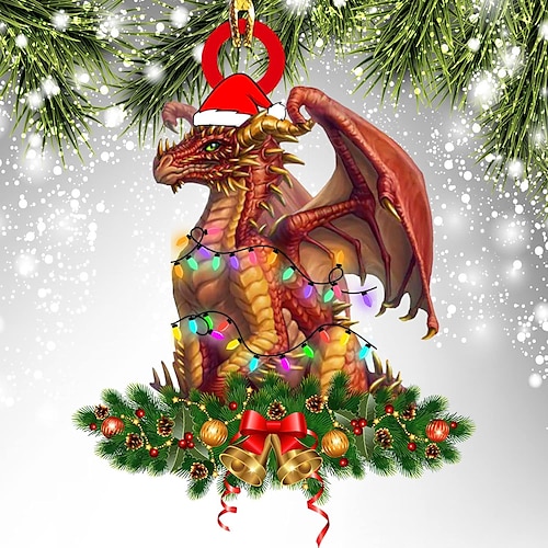 

Креативное акриловое плоское украшение в виде меча дракона, украшение для рождественской елки, подарок для любителей драконов