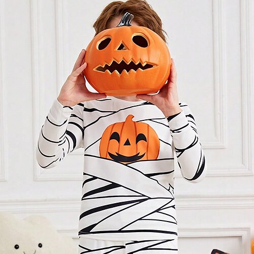 

halloween chicos camiseta de calabaza 3d manga larga estampado 3d otoño invierno deportes moda ropa de calle poliéster niños 3-12 años al aire libre casual diario ajuste regular