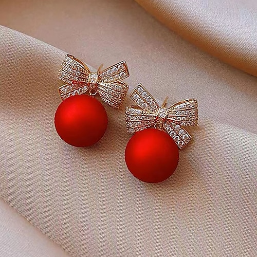 

женские серьги-гвоздики серьги-капли серьги-кольца в стиле ретро с бантом винтажные стильные художественные простые сладкие серьги ювелирные изделия красные для вечеринки рождество ежедневные