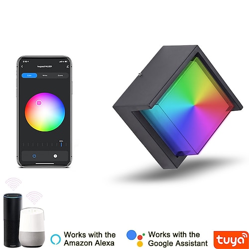 

LED-Innen-/Außenwandleuchte, RGB-Wandleuchten, 3000 K, Innenwandleuchte, Wandleuchte, Tuya-App, Alexa-Steuerung, wasserdicht, IP65, Außenwandleuchte, 85–265 V