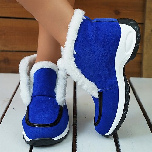 

Women's Boots Snow Boots Plus Size Outdoor Daily Fleece Lined Booties Ankle Boots Flat Heel Round Toe Plush Casual Minimalism Faux Suede Loafer Leopard Leopard Black Blue