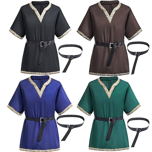 

Retro Vintage Mittelalterlich Renaissance Hemd Tunika Vikinger Herren Cosplay Kostüm Halloween Karnival Leistung Halloween oben