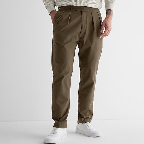 

Homme Pantalon Chino Pantalon chino Pantalon plissé Plissé Poche Plein Confort Respirable Extérieur du quotidien Sortie Mélange de Coton Mode Décontractées Café