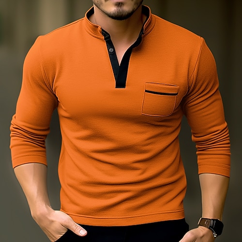 

Hombre Camiseta Henley Shirt Camiseta superior Camisa de manga larga Plano Henley Calle Vacaciones Manga Larga Bolsillo Ropa Moda Design Básico