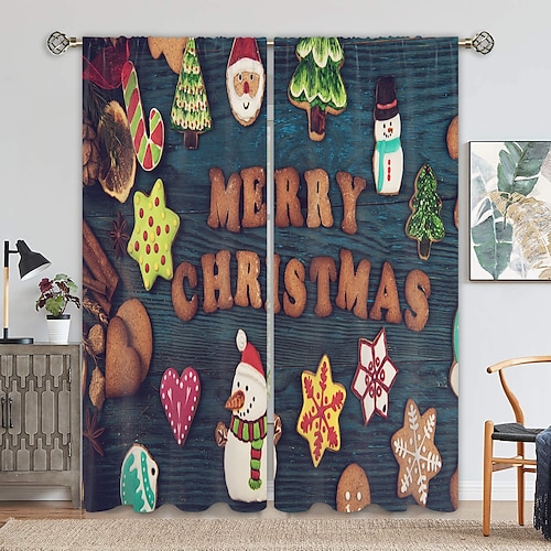 

Painéis de cortinas de natal de boneco de neve para quarto, decoração de casa, cortinas de série de natal, cortinas blackout de natal em floco de neve