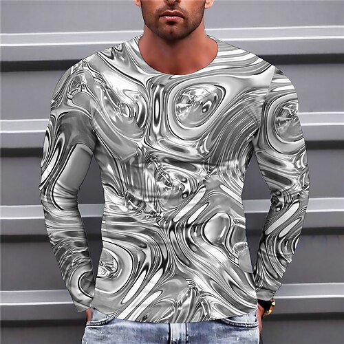 

Graphic Abstract Fashion Designer Casual Men's 3D Print T shirt Tee Sports Outdoor Holiday Going out T shirt Blue Brown Green Long Sleeve Crew Neck Shirt Spring Fall Clothing Apparel S M L XL 2XL