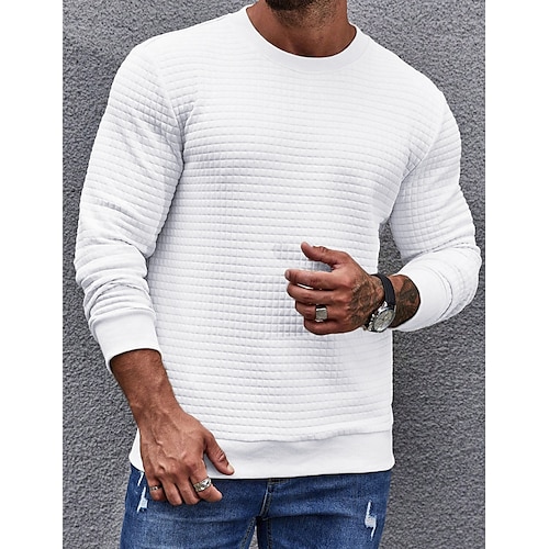 

Herren Sweatshirt Pullover Weiß Rundhalsausschnitt Glatt Sport Natur Täglich Festtage Strassenmode Basic Brautkleider schlicht Frühling Herbst Bekleidung Kapuzenpullover Sweatshirts Langarm