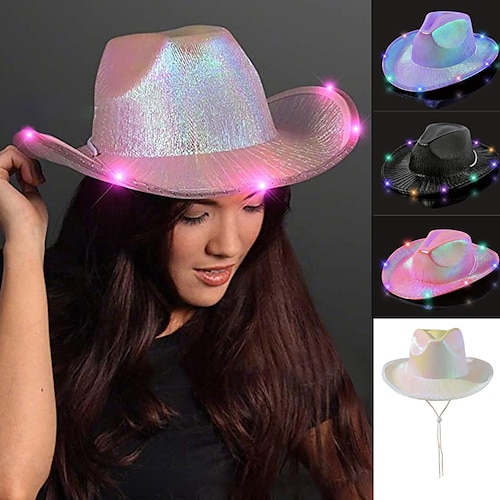 

sombrero de vaquero colorido occidental halloween rave rosa colorido sombrero de ala grande en forma de sombrero de vaquero fluorescente