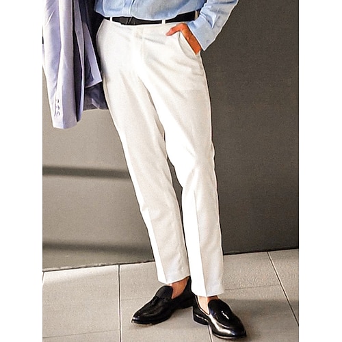 

Hombre pantalones de traje Pantalones Pantalones de traje Bolsillo Plano Comodidad Transpirable Exterior Diario Noche Moda Casual Blanco