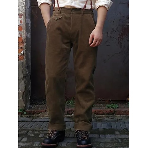 

Herren Anzughosen Cordhose Hose Hosen Anzughose Hosenträger Tasche Glatt Komfort Atmungsaktiv Outdoor Täglich Ausgehen Modisch 1920s Kaffee