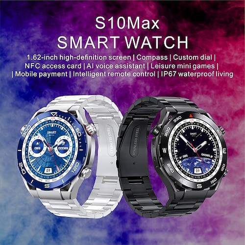 

S10max Smartwatch mit Dual-Bands, Fitness-Laufuhr, Bluetooth-Überwachung, Aktivitäts-Tracker, sitzende Erinnerung, kompatibel mit Android iOS, Damen und Herren, Freisprechanrufe