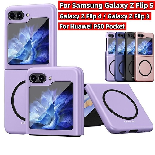 

Nueva funda magnética sensible a la piel para Samsung Galaxy Z Flip 5, funda rígida para PC a prueba de golpes para Samsung Galaxy Z Flip 4 Flip 3/Huawei P50 Pocket.