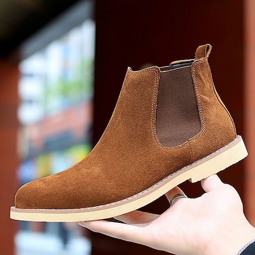 

Homens Botas Botas Chelsea Sapatos de vestir Forro de Lã Vintage Formais Ao ar livre Diário Couro Ecológico Quente Confortável Antiderrapante Botas / Botins Mocassim Preto Azul Marron Outono Inverno