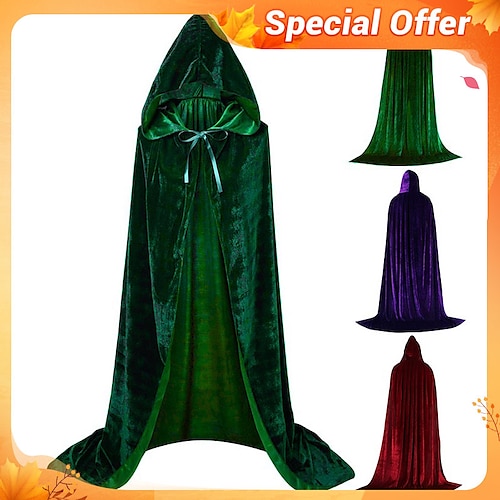 

Hocus Pocus Witch Mary Sarah Cloak Masquerade Men's Women's Boys Movie Cosplay Cosplay Costume Party Red Purple Green Cloak Masquerade Polyester