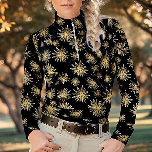 

Mujer Camisas de polo Camiseta de golf Transpirable Secado rápido Dispersor de humedad Manga Larga Ropa de golf ropa de golf Ajuste regular Cremallera Cuello alto Floral Primavera Otoño Tenis Golf