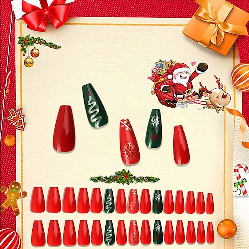 

Patchs pour ongles de noël, 30 pièces, faux ongles, décorations de noël, produits finis et outils